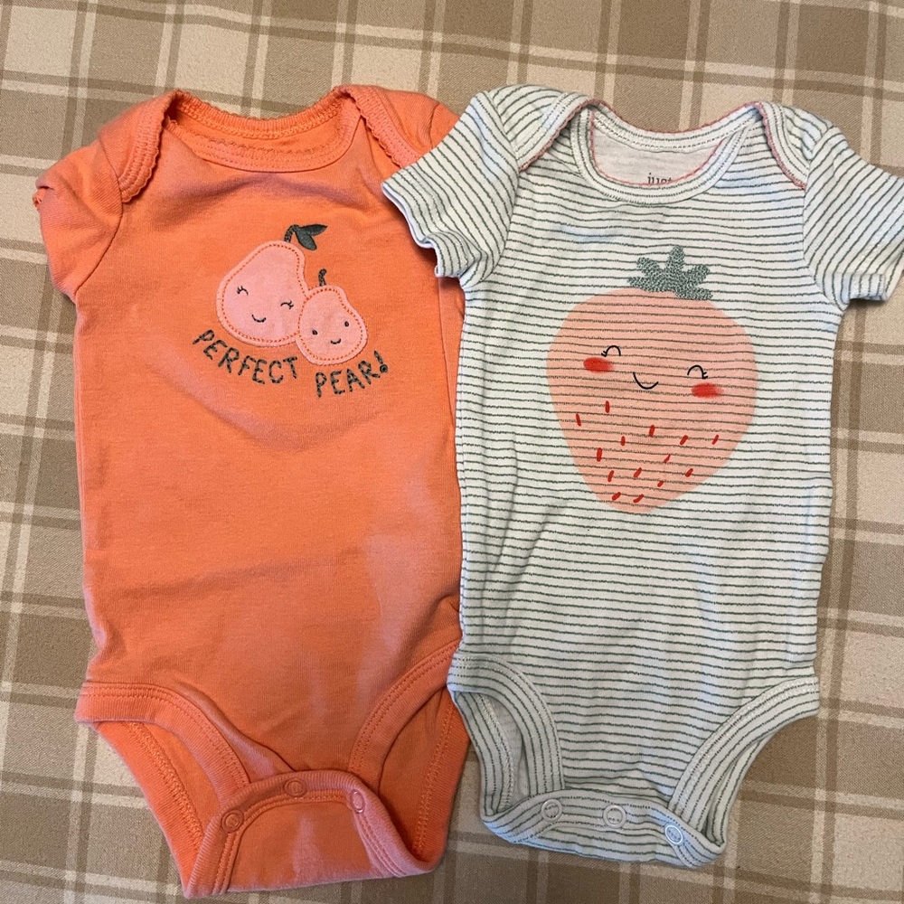 Carter's Peach and Stripe Baby Bodysuits